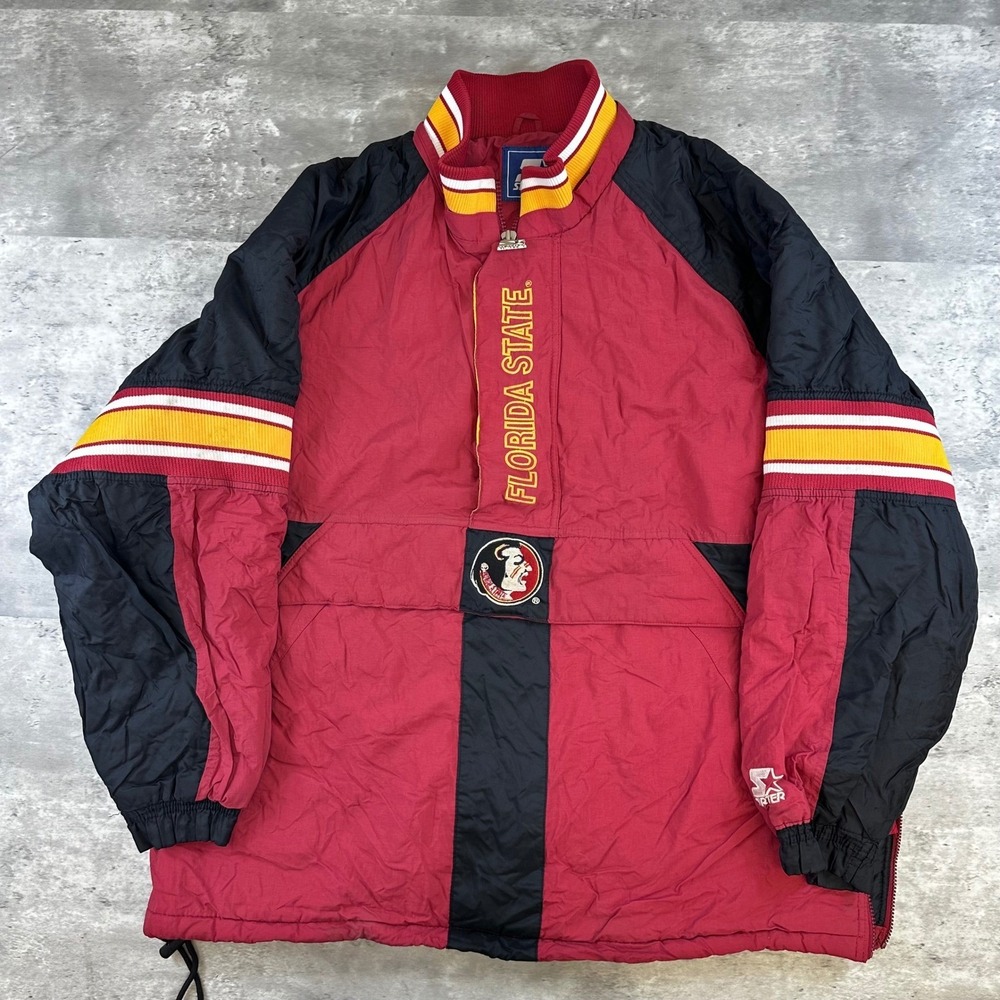 Vintage Starter Florida State Puffer Jacket XXL Red Black NCAA 90s FSU